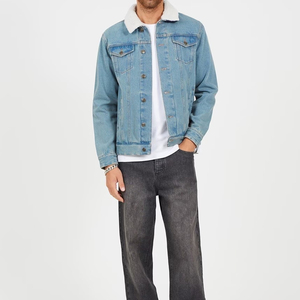 Veste en jean ample pour homme, style vintage, bleu foncé, col effiloché, streetwear, style décontracté avec décoration boutonnée 2026 - Product Image 3