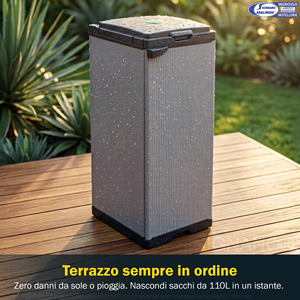 Portasacco Mobile Mono 34x38x87 cm con Pannelli in PVC e PP, Coperchio con Chiusura per Sacco, Resistente alle Intemperie - Product Image 5