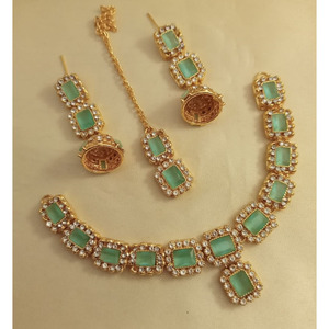 2025 New Fashionable Golden Wedding Jewelry <b>Set</b> Stylish <b>Crystals</b> Zircon Stainless Steel Includes Necklace Earrings for Brides - Product Image 1