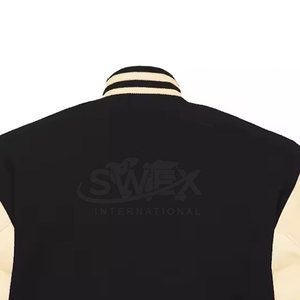 Chaqueta de invierno cálida de manga de cuero para hombre con logotipo personalizado, chaqueta de invierno con manga de cuero y letras - Product Image 3