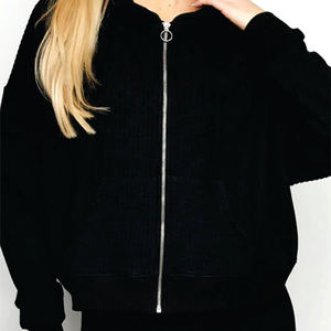 Custom Logo <b>Womens</b> Black Zip up Hooded Jacket and <b>Leggings</b> Set Casual Fitness Sportswear Outfit Two Piece Tracksuit - Product Image 5