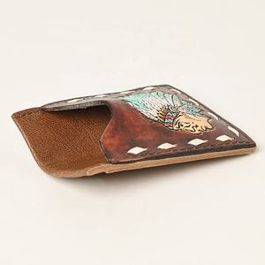 Hot Selling Boho Western Fashion Handmade Genuine Cowhide Leather Unisex Open Multicard <b>Wallets</b> Card Holders Purses <b>Coin</b> Pouches - Product Image 2