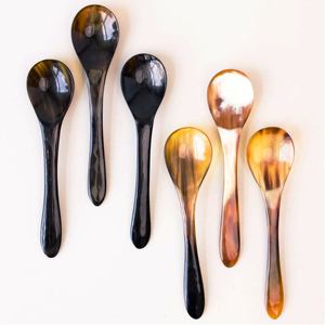 Cuchara para servir de madera con cuerno de búfalo curvo, juego de 200 piezas, superventas para cocina y uso doméstico para servir café - Product Image 6