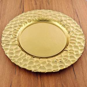 Artesanías Decorativas Chapado en Oro Acabado Hierro Metal Bajo Plato Forma Redonda Platos y Platos para Servir Comida - Product Image 6