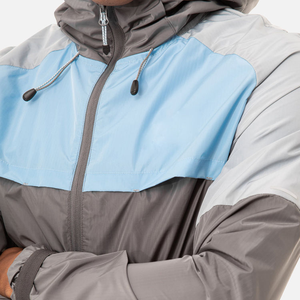 Sweat à capuche coupe-vent léger pour hommes, veste de sports d'extérieur colorblock, col montant, fermeture à glissière, respirant et imperméable - Product Image 6