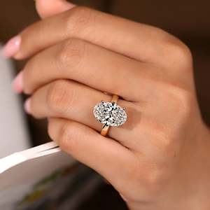 แหวนหมั้นเพชรทรงรี 5-10 กะรัต ดีไซน์วงแหวนซ่อนแบบหรูหรา - Product Image 6