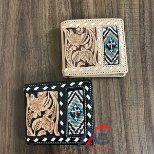 2025 Simple Vintage Style hommes véritable à la main usiné en cuir de vache portefeuille Stock en gros à deux volets en cuir véritable portefeuille pour unisexe - Product Image 1