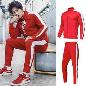 Más tamaño Regular personalizado de alta calidad en blanco logotipo personalizado raya Jogging traje chándal deportes hombres chándal conjunto - Product Image 6