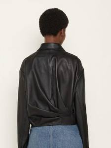 Chaqueta Universitaria de Piel de Oveja Negra para Mujer, Premium, Suave, Ecológica, Invierno, Urbana, Chic, Ropa de Calle, Alta Costura - Product Image 4