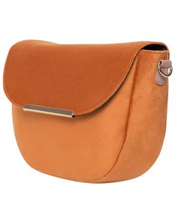 Sac à bandoulière pour femme en cuir véritable minimaliste avec fermeture à bouton et doublure en coton - Product Image 2