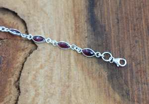 Bracelet réglable en argent sterling 925 avec grenat rouge, 10 pierres, bijoux en pierres précieuses faits à la main, pierre naturelle, cadeau pour femmes - Product Image 6