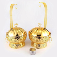 Plat de service de luxe en acier inoxydable blanc et or, écologique, avec couvercle articulé, capacité 6L, style américain, pour buffet et réceptions
