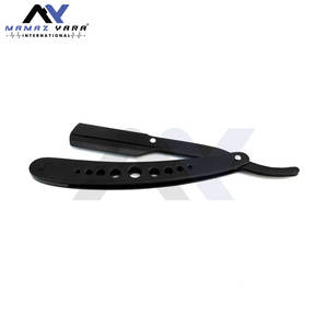 Navajas de Afeitar Profesionales para Barberos, Personalizables, de Acero Inoxidable, Negras, con Bloqueo Oscilante, Clásicas - Product Image 3