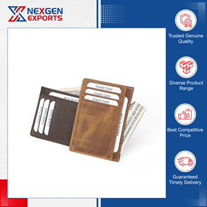 Proveedor de Renombre que Vende Tarjeteros de Cuero Genuino de Calidad Inigualable para Hombre, Precio Impresionante de Mercado, Origen India, Protección RFID para Tarjetas de Crédito - Product Image 2