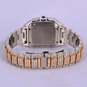 Reloj de diamante de acero inoxidable Moissanite Números romanos Pantalla cuadrada 41mm Esfera analógica Ventana de vidrio con diseño de encanto - Product Image 4