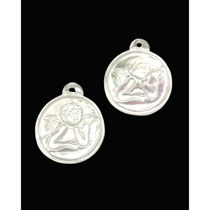 Saint Cameo Angel White Mother of Pearl Jewelry Findings - Product Image 1