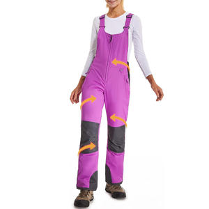 Ropa de esquí de invierno personalizable para mujer, pantalones con pechera transpirables impermeables, Impresión de logotipo de Etiqueta Privada, cremallera a prueba de viento calentada - Product Image 5