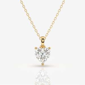 จี้เพชรเม็ดเดี่ยวสีทอง9K ประดับเพชรหรูหราห้องแล็บหัวใจ - Product Image 1