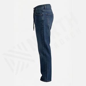 Jean baggy personnalisé pour homme, coupe droite, en denim brut de coton, avec boutons décoratifs, respirant, motif uni, automne/hiver - Product Image 3