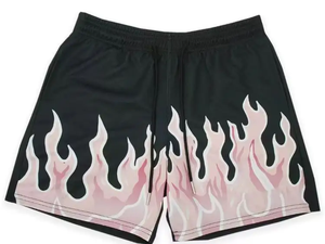 <b>Men's</b> Double Layer Gym Mesh <b>Shorts</b> 5 Inch Inseam Breathable Solid Pattern Logo Casual Hip-Hop Style for Summer - Product Image 2