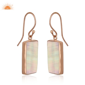Newly Designer Sterling Silver Rose Gold Plated Natural Mother Of Pearl Dangle <b>Earring</b> Demi <b>Fine</b> Jewelry Manufacturer - Product Image 2
