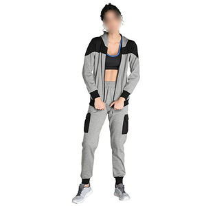 Ensemble de survêtements grande taille pour femmes vêtements de sport décontractés pour l'automne et l'hiver de la plus haute qualité en gris et noir - Product Image 5