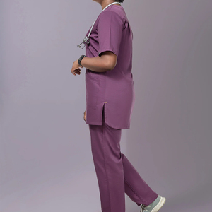 Uniformes de Hospital para Mujeres/Conjuntos de Uniformes Personalizados con Nombre/Uniforme Médico de Moda Antiarrugas con Cuello en V - Product Image 3