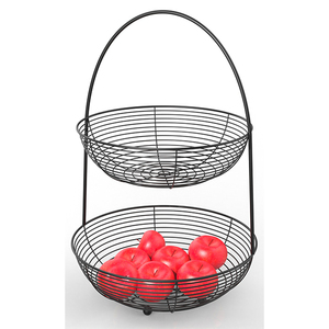 2 Tier Kitchen Countertop Fruit <b>Basket</b> Bowl for Bread Vegetables Snack Storage Removable Organizer <b>Shelf</b> Storage - Product Image 2