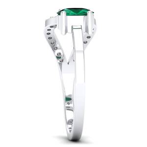 REYES Statement 14K White Gold GRA Certified Moissanite <b>Adjustable</b> <b>Ring</b> Oval Cut 0.5 Carat Emerald Gemstone Fine Jewelry - Product Image 3