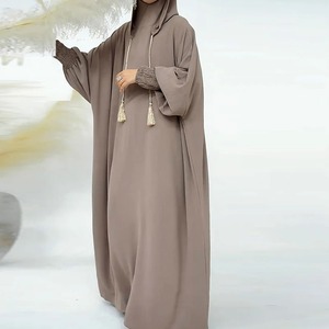 ชุดเดรสมุสลิมมีฮู้ดทรงหลวมสำหรับผู้หญิง, ชุดเดรสแขนยาวผ้าคอตตอนมุสลิม - Product Image 4