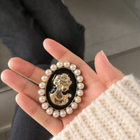 Broche tête de beauté Vintage fleur plaque boucle bijoux à bricoler soi-même accessoires en alliage diamant boucle broche