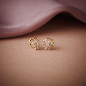 Pendientes de Botón de Plata de Ley 925 con Diamantes de Laboratorio en Forma de Corazón, Oro Blanco Puro de 14K, Pendientes de Novia, Pendientes para Uso Diario, Regalo para Ella - Product Image 5
