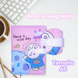 Cuaderno Kawaii A5 con 100 Hojas Acolchadas, Cierre Magnético, Cubierta de Papel, Estilo Espiral, para Oficina o Regalo - Product Image 3