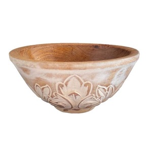 Autocollant extérieur imprimé nouilles en bois servant des fruits décoration bol profond fait à la main rustique salade servant bol à pâte en bambou - Product Image 3