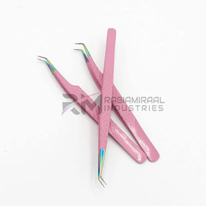 แหนบปลายขนตาไฟเบอร์45 90องศาความแม่นยำชุดแหนบสีชมพูแยกชิ้นพร้อมเครื่องราง - Product Image 6