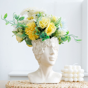 Vase en céramique pour la décoration de la maison, pot à fleurs artistique en forme de visage humain, jardinière sculpturale moderne pour la décoration de table et de salon - Product Image 4