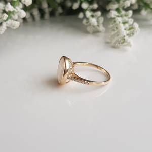 14K <b>Gold</b> Natural Ethiopian Welo <b>Opal</b> Accent Diamond Solitaire Luxury <b>Ring</b> October Birthstone Bezel Set Unisex Wedding Party - Product Image 5