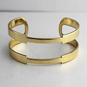 1940 Kansas City verde Floral Año Nuevo marrón dorado tono bambú brazalete latón americano joyería artesanal - Product Image 5