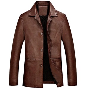 Chaqueta de piel de oveja suave para hombre con cuello levantado abrigos gruesos de moto para invierno tela de lona de estilo clásico de negocios - Product Image 1