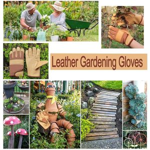 Guantes de Jardinería de Cuero para Hombre y Mujer, Guantes de Trabajo de Seguridad con Destreza, Guantes de Jardín Impermeables, LOGO PERSONALIZADO - Product Image 6