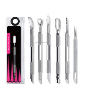 Empujador de Cutículas de Doble Punta de Acero Inoxidable Reutilizable Estilo Ruso, Limpiador de Uñas, Removedor de Piel Muerta para Manicura - Product Image 1