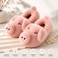 Chaussons d'intérieur en textile doux, motif cochon en peluche, légers, chauds, antidérapants, pour l'hiver et l'automne, OEM ODM, personnalisables