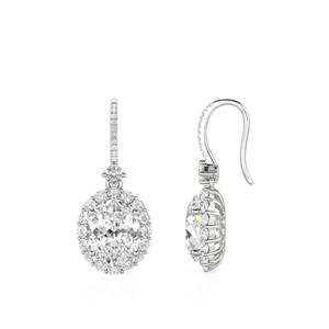 Boucles d'oreilles pendantes Jeulia Halo en argent sterling à coupe ovale - Product Image 2