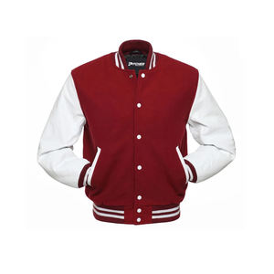 Veste de baseball universitaire unisexe personnalisée, manches en cuir, coupe ample, logo frontal, coupe-vent, laine chauffante, respirante, design d'hiver - Product Image 4