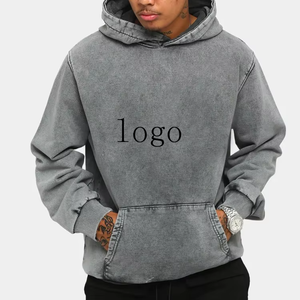 Top qualité 2025 450 gsm pull sur sweats à capuche hommes lourd lavage à l'acide sweats à capuche surdimensionné pierre Vintage lavé à capuche blanc - Product Image 1