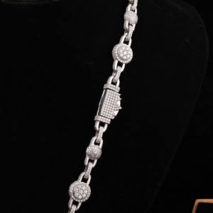 Chaîne à maillons boule cubaine Glacé Fine 925 Sterling Silver Moissanite Round Cut Diamond Link Chain avec Hip Hop Rapper Style - Product Image 5