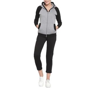 Nouveau style Logo personnalisé femmes décontracté solide longueur régulière hiver à manches longues polaire à capuche survêtement empilé pantalon - Product Image 1