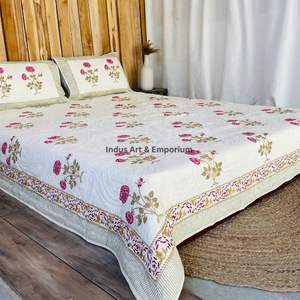 Cubrecamas de Algodón Estampados a Mano al por Mayor, Cubrecamas Acolchados de Algodón - Product Image 3