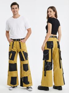 2026 New Autumn Custom Logo Cargo Denim Pants Wide Leg Streetwear Multi Pocket Utility <b>Chain</b> Strap Casual Fashion <b>Jeans</b> Pants - Product Image 3