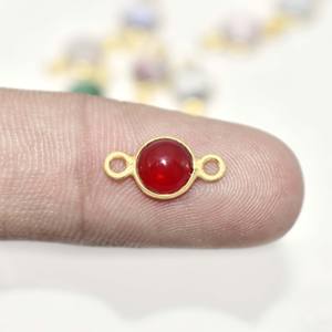 คอนเนคเตอร์ Carnelian BEZEL ชุบทองเรียบอัญมณีเชื่อมแฮนด์เมดเสน่ห์เล็กๆสำหรับทำเครื่องประดับ - Product Image 2